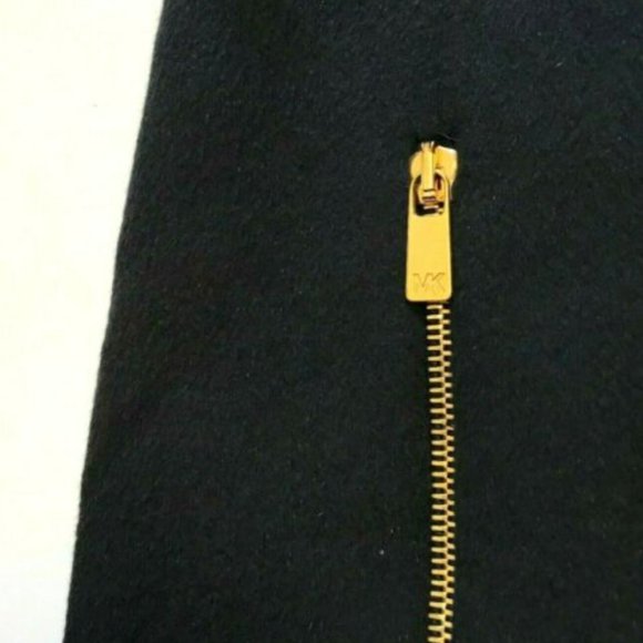 Michael Kors Collection A-Line Dress Womens 6 Navy Blue Angora Wool Gold Zippers - Picture 5 of 14